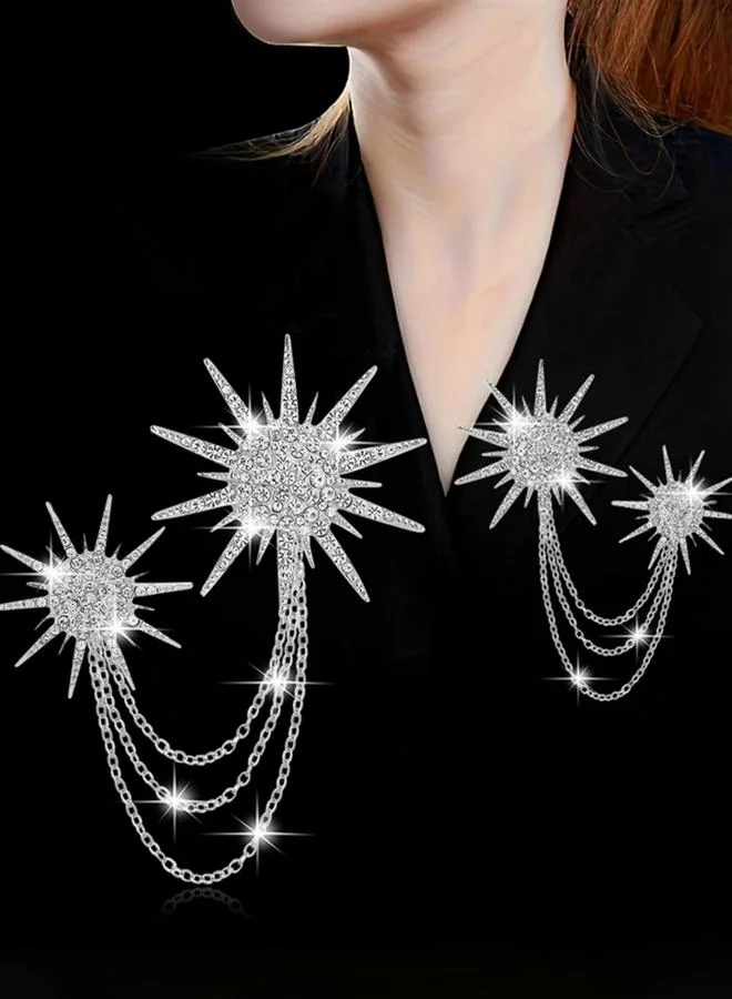 Take Two  Women Silver Rhinestone Starburst Brooch for Women | Best Price UAE